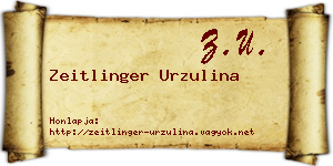 Zeitlinger Urzulina névjegykártya